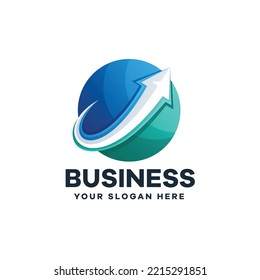 Logotipo de degradado de flecha circular, negocios, diseño de logotipos de inversión