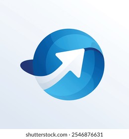 Diseño de logotipo de degradado de flecha circular. Globo con la Plantilla del logotipo de la flecha