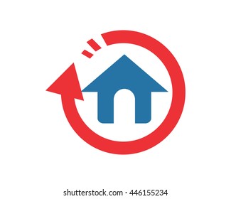 circle arrow house housing home residence residential real estate icon image vector 