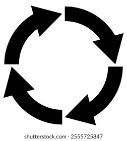 Circle arrow icon. Flat icon of cyclic rotation, recycling recurrence, renewal arrow. Interconnecting round arrow vector icon. 