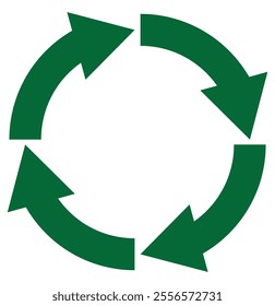 Circle arrow icon. Green refresh recycle refuse reuse circulation vector arrows icon. Reload, refresh, loading, recycle and repeat arrow.