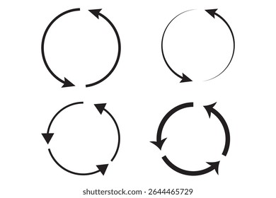 Icono de flecha circular aislado sobre fondo blanco .