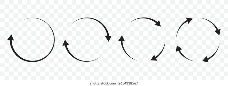 ícone de seta circular isolado no fundo branco. Conjunto de ícones de setas circulares. EPS 10.