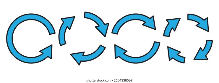 ícone de seta circular isolado no fundo branco. Conjunto de ícones de setas circulares. EPS 10.