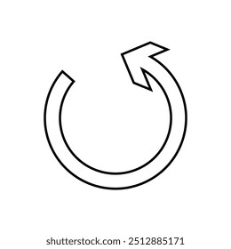 Ícone de seta circular. em fundo branco Ciclo, retomada , repetir conceito. Ilustração vetorial.

