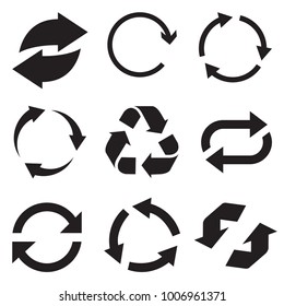 Circle arrow icon. Refresh and reload arrow icon. Rotation vector arrows set. Vector illustartion.