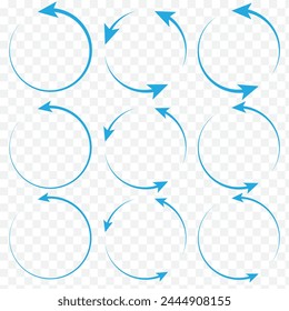 Circle arrow icon. Refresh and reload arrow icon. Rotation vector arrows set. Vector illustartion
