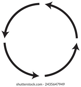 Circle arrow icon. Round reload sign, repeat icon, rotate arrow symbol, Vector illustration.