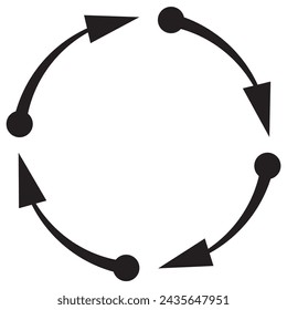 Circle arrow icon. Round reload sign, repeat icon, rotate arrow symbol, Vector illustration.