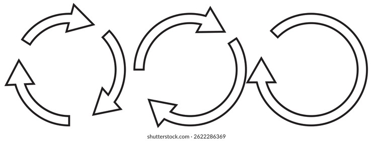 ícone de seta circular definido. Ícone de seta circular azul, atualizar, sinal de símbolo de ícone de seta de recarga. Blue Recarregar ícone de vetor definido. repita o vetor. reiniciar ou reiniciar o sinal. Repita o símbolo de ciclo. Seta de rotação azul.