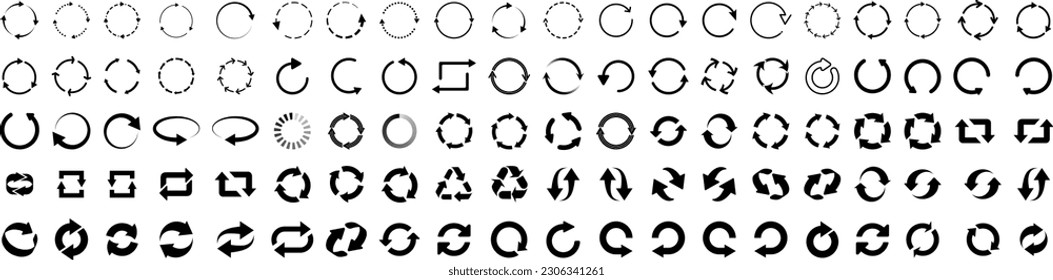 circle arrow icon set. circular arrow icon, refresh, reload. Set of circle arrows rotating on white background. Vector illustration