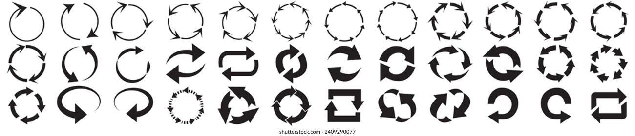 circle arrow icon set. circular arrow icon, refresh, reload. Set of circle arrows rotating on white background. Vector illustration .Eps 10