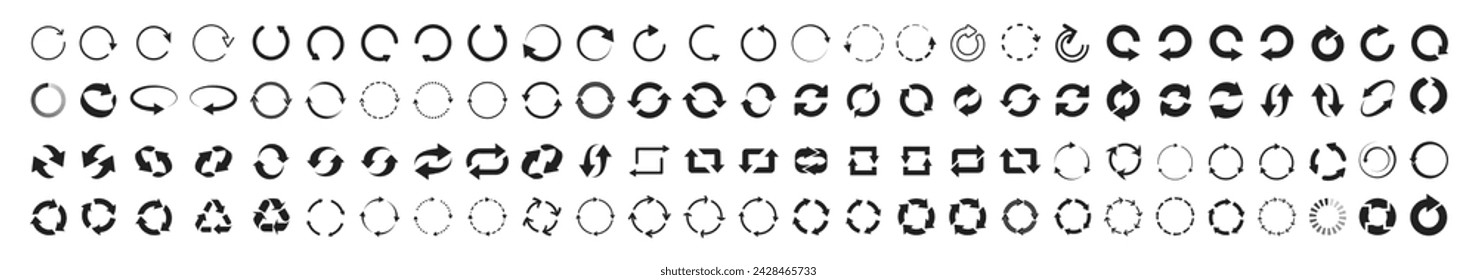 Circle arrow icon set. Circular arrow icon, refresh, reload arrow icon symbol sign