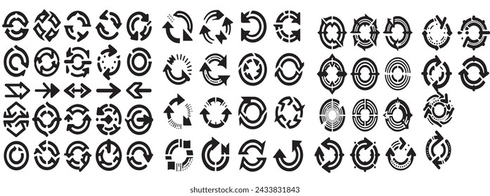 circle arrow icon set. circular arrow icon, refresh, reload. Set of circle arrows rotating on white background. Vector illustration