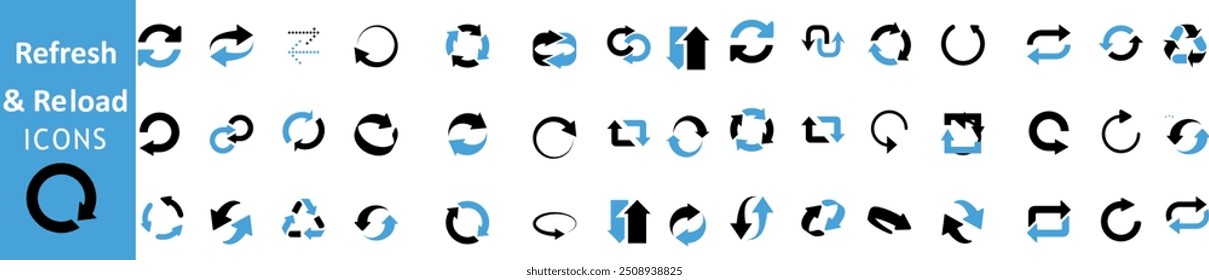 circle arrow icon set. circular arrow icon, refresh, reload. Set of circle arrows rotating on white background. Vector illustration
