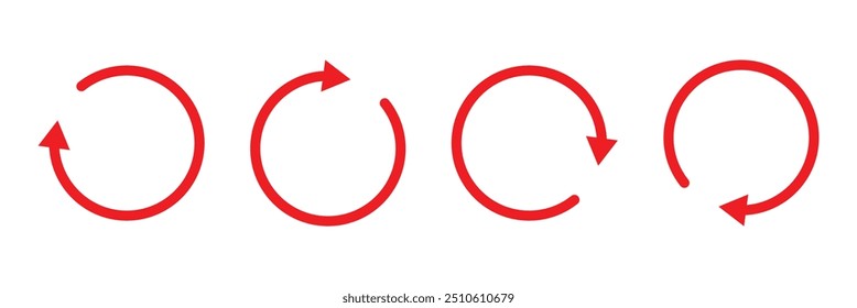 circle arrow icon set. circular arrow icon, repeat, refresh, reload. Set of circle arrows rotating on white background. Vector illustration. design eps 10