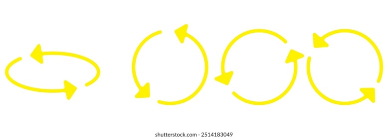 Circle arrow icon set. Circular rotation 360 degree symbols isolated on white background.