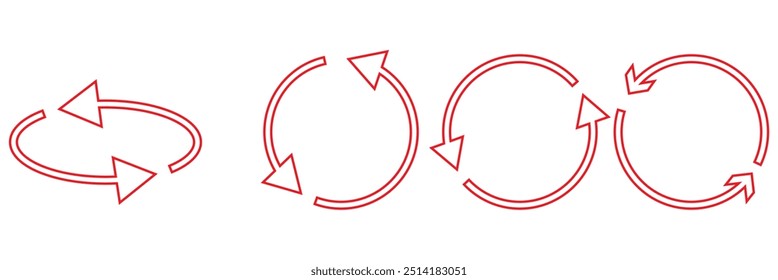 Circle arrow icon set. Circular rotation 360 degree symbols isolated on white background.