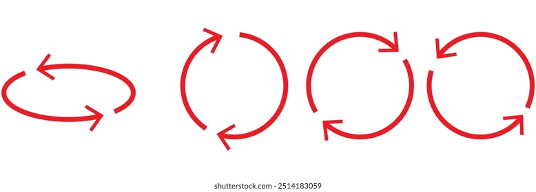 Conjunto de iconos de flecha circular. Símbolos de rotación circular de 360 grados aislados sobre fondo blanco.