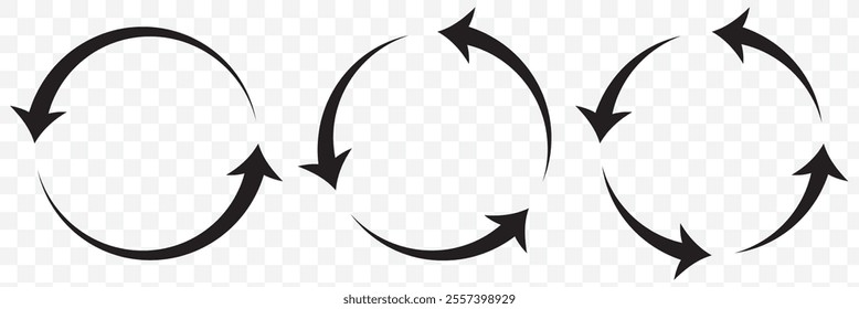 circle arrow icon set. circular arrow icon, refresh, reload arrow icon symbol sign, vector illustration. eps 10.