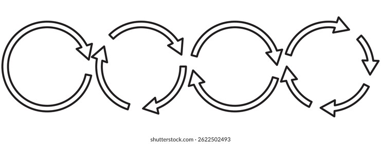 Conjunto de iconos de flecha circular, refrescar, recargar el símbolo de la flecha, Ilustración vectorial