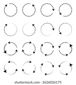Circle arrow icon set. circular arrow icon, refresh, reload. Set of circle arrows rotating on white background. Vector illustration.