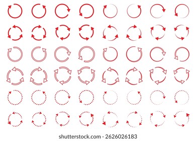 Conjunto de iconos de flecha circular. icono de flecha circular, actualizar, recargar. Conjunto de flechas circulares girando sobre fondo blanco. Ilustración vectorial.