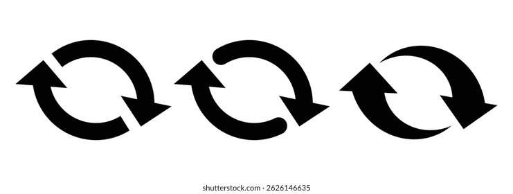 circle arrow icon set. circular arrow icon, refresh, reload, rotation. recycle vector symbol. rotate arrow icon, refresh and reload icon.