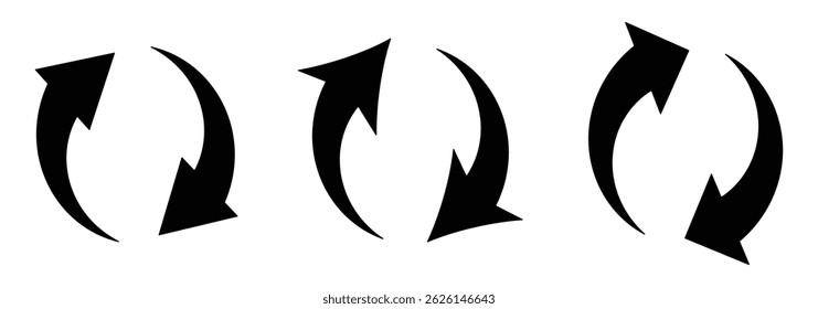 circle arrow icon set. circular arrow icon, refresh, reload, rotation. recycle vector symbol. rotate arrow icon, refresh and reload icon.