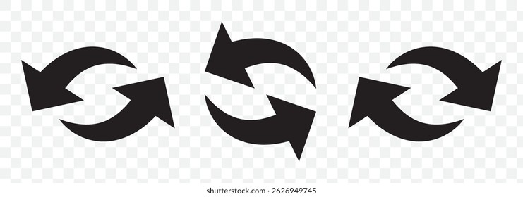 Kreis-Pfeilsymbol-Set. Kreisförmiges Pfeilsymbol, Aktualisieren, Neu laden, Drehpfeil-Symbolzeichen, Vektorgrafik. EPS 10