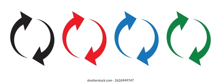 circle arrow icon set. circular arrow icon, refresh, reload, rotation arrow icon symbol sign, vector illustration. EPS 10
