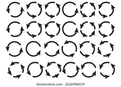 circle arrow icon set. circular arrow icon, refresh, reload arrow icon symbol sign, vector illustration