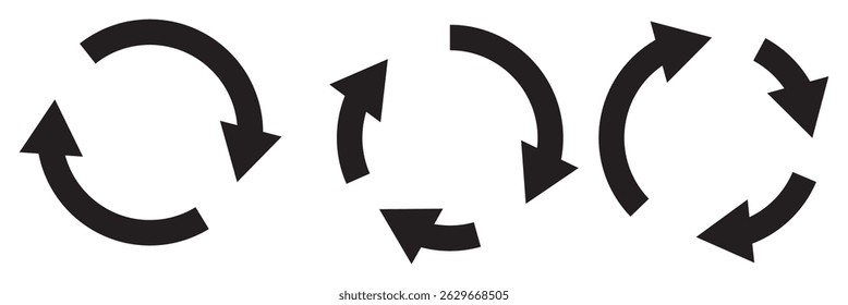 Kreis-Pfeilsymbol-Set. Kreis-Pfeilsymbol, aktualisieren, neu laden, Pfeilsymbol-Zeichen, Vektorgrafik