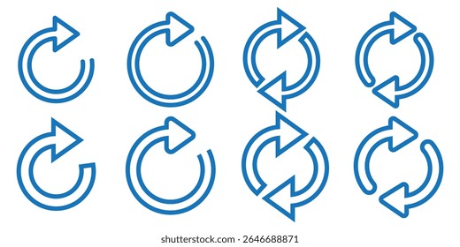 circle arrow icon set. circular arrow icon, refresh, reload, rotation arrow icon symbol sign, vector illustration