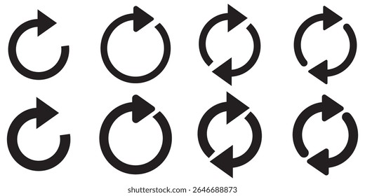 circle arrow icon set. circular arrow icon, refresh, reload, rotation arrow icon symbol sign, vector illustration