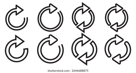 circle arrow icon set. circular arrow icon, refresh, reload, rotation arrow icon symbol sign, vector illustration