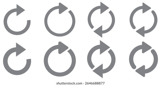 circle arrow icon set. circular arrow icon, refresh, reload, rotation arrow icon symbol sign, vector illustration