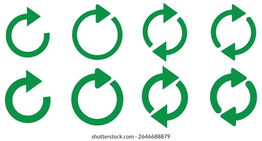 circle arrow icon set. circular arrow icon, refresh, reload, rotation arrow icon symbol sign, vector illustration