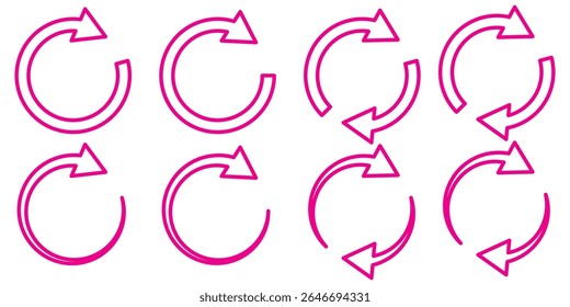 circle arrow icon set. circular arrow icon, refresh, reload, rotation. Green recycle vector icon symbol. Repeat and reload icons set and arrow rotation circle