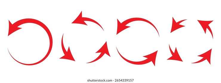 ícone de seta circular definido. ícone de seta circular, atualizar, recarregar, símbolo de ícone de seta de rotação, ilustração de vetor. EPS 10.