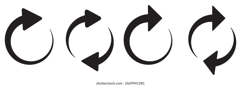 circle arrow icon set. circular arrow icon, refresh, reload, rotation arrow icon symbol sign, vector illustration