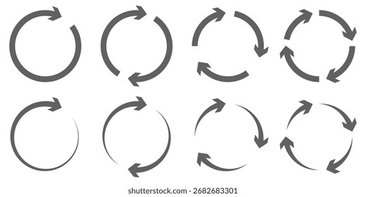 circle arrow icon set. circular arrow icon, refresh, reload, rotation. Green recycle vector icon symbol. Repeat and reload icons set and arrow rotation circle. Circle arrow clipart isolated 