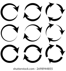 Conjunto de iconos de flecha circular. Icono de flecha circular, actualizar, recargar símbolo de icono de flecha. EPS 10