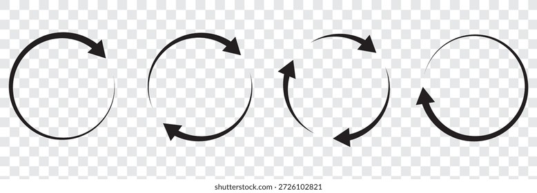Conjunto de iconos de flecha circular, refrescar, recargar el símbolo de la flecha, Ilustración vectorial