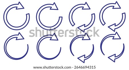 circle arrow icon set. circular arrow icon, refresh, reload, rotation. Green recycle vector icon symbol. Repeat and reload icons set and arrow rotation circle