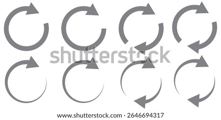 circle arrow icon set. circular arrow icon, refresh, reload, rotation. Green recycle vector icon symbol. Repeat and reload icons set and arrow rotation circle