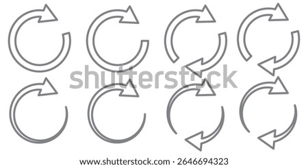 circle arrow icon set. circular arrow icon, refresh, reload, rotation. Green recycle vector icon symbol. Repeat and reload icons set and arrow rotation circle