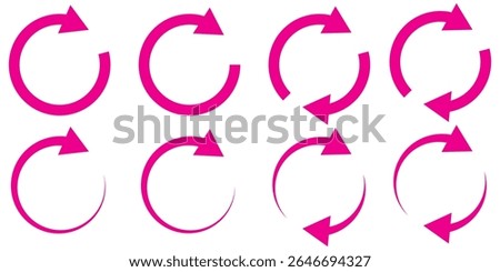 circle arrow icon set. circular arrow icon, refresh, reload, rotation. Green recycle vector icon symbol. Repeat and reload icons set and arrow rotation circle