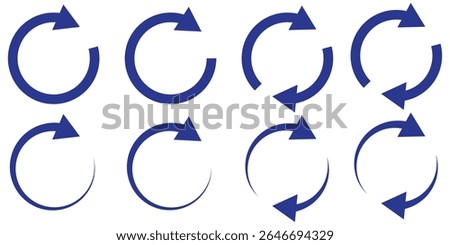 circle arrow icon set. circular arrow icon, refresh, reload, rotation. Green recycle vector icon symbol. Repeat and reload icons set and arrow rotation circle