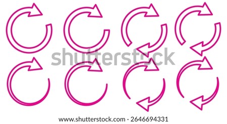 circle arrow icon set. circular arrow icon, refresh, reload, rotation. Green recycle vector icon symbol. Repeat and reload icons set and arrow rotation circle